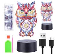 Awroutdoor Gift Girls 4 5 6 7 8 9 10 anni, Craft Diamond Painting Children, Diamond Painting Night Light Crafts on Children's Birthday, Christmas Gifts for Children (Colourful owl)