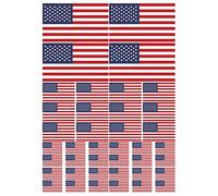AWS 40 Stickers Bandiera USA America Americana Impermeabili per Auto Moto in 2 Formati Adesivi Vinile Flag U.S.A.Strars And Stripes United States (Foglio A4 (40 Bandiere))