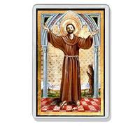 AWS Calamita Santino in PVC Rigido San Francesco Patrono d'Italia Souvenir Fridge Magnet Magnete da frigo in plastica Dura con Immagine Fotografica Patrono d'Italia Santo immaginetta votiva