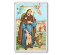 AWS Calamita Santino in PVC Rigido San Rocco Protettore invalidi Souvenir Fridge Magnet Magnete da frigo in plastica Dura con Immagine Fotografica Immaginetta Santo