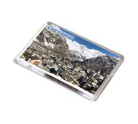AWS Magnete Courmayeur calamita in pvc rigido Italia Valle d'Aosta fridge MAGNET da frigo in plastica dura Italy cornice magnetica Monte Bianco Alpi neve Città