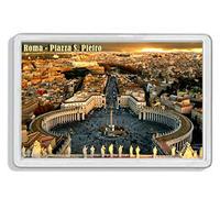 AWS Magnete in PVC Piazza San Pietro Souvenir Città del Vaticano calamita Fridge Magnet frigo in plastica con Immagine Fotografica Città Roma City Rome Italy Italia S. Pietro St. Peter's Square