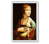 AWS Quadro Calamita in PVC Dama con Ermellino Magnete Frigo frigor Leonardo da Vinci Souvenir Fridge Magnet da frigo in plastica con Immagine Fotografica Painting Lady with an Ermine Dipinto Famoso