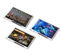 AWS Set 3 Magneti in PVC New York Los Angeles Las Vegas Souvenir calamita Statua libertà Fridge Magnet Torri gemelle Stati Uniti d'America (7,8_x_5,2_cm)