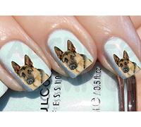 AWS Set da 60 Water decals Cane Pastore Tedesco unghie nail art Adesivi stickers Sessanta pezzi Cane Lupo transfer decorazione french german shepherd dog