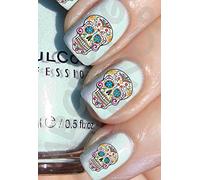 AWS set Water decals Teschi Sugar skull messicani fiorati unghie nail art Adesivi stickers transfer decorazione fiori mexicain skulls teschio cranio decorazione decorato (20)