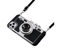 Awsaccy Emily in Paris Phone Case Compatible with iPhone 12 / iPhone 12 Pro 6.1 inch Camera Case Vintage Cover Cute 3D Cool Unique Design Silicone Case with Removable Neck Strap for Girls Women Black