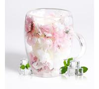 AWSOLAR Tazzine da Caffè con Fiori Veri Essiccati, 350ML Tazzine Caffe Vetro per Cappuccino, Latte Macchiato, Tè, Gelato e Latte, per la Amica Insegnante Mamma