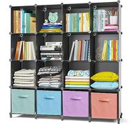 AWTATOS Armadio con 16 cubi, scaffale fai da te, colore nero
