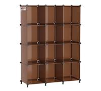 AWTATOS Organizer a cubo, per riporre oggetti, libreria, 12 cubi, organizer per armadio, fai da te, impilabile, in plastica, per camera da letto, casa, ufficio, marrone cacao
