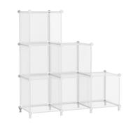AWTATOS Organizer per armadio, 6 ripiani cubici per libreria, fai da te, impilabile, in plastica, per camera da letto, casa, twill trasparente