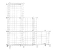 Awtatos Scaffali impilabili in metallo con 6 cubi, libreria a forma di cubo, multiuso, in filo di ferro, per soggiorno, casa, ufficio, bianco