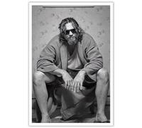 AWTJIS Divertente poster del film The Big Lebowski, decorazione artistica da parete in bianco e nero per bagno, appartamento, decorazione estetica da regalo, stampa artistica da parete su tela, 40 x