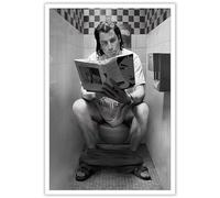 AWTJIS Pulp Fiction Poster divertente per il bagno Vincent Vega sulla toilette decorazione artistica da parete su tela stampa su tela bianca e nera decorazione da parete per bagno appartamenti