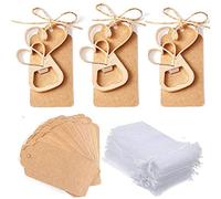 Awtlife - Apribottiglie a forma di cuore doppio, con etichetta, 30 pezzi, per matrimoni, feste, Natale