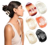 AWUMBUK Mollettone Capelli Donna, 6 Pezzi Eleganti Pinze Ovali per Capelli Donna Moda Antiscivolo Flat Hair Clips Francesi Accessori per Capelli per Tutto il Giorno