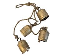 Awwertse 4 Pezzi di Campanelli per Mucche su Corda, Campanelli per Mucche Rustici Vintage Portafortuna su Corda, Kit di Campanelli per Mucche in Metallo da Appendere alla Parete