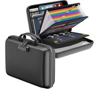 Awwertse Casella per Documenti A Prova di con 13 Fisarmoniche Cartella File Fire Proof File Organizer Case di Guscio Duro con Blocco per Importante