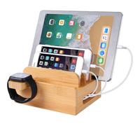 Awwertse Stazione di Ricarica per Organizer Elettronico Supporto in Legno di bambù per Telefono Auricolari Docking da Scrivania per Cellulare, Tablet