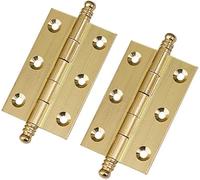 AWWVRLMM Cerniere di Testa, Cerniere for Porte, Chiusure a Scatto, 2 Pezzi 3 pollici/75 mm in Ottone Puro Antico mobili Armadio cassetto Porta a Doppia Perla(Gold)