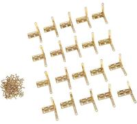AWWVRLMM Cerniere di Testa, Cerniere for Porte, Chiusure a Scatto, 20 Pezzi Cerniera a Molla con Supporto a 90 Gradi a for cassapanche in Legno, Oro(Gold)