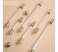 AWWVRLMM Pomelli for cassetti in Stile Moderno Trasparenti in Oro Brillante Maniglia for Barra a T for Bagno for Porta dell'Armadio da Cucina Decorare 1 Pezzo