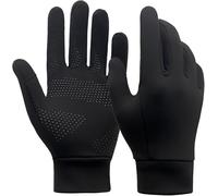 AWXUOCK Guanti da corsa invernali per uomo e donna, compatibili con touch screen, antiscivolo, leggeri, per ciclismo, sport, guida (nero, S)
