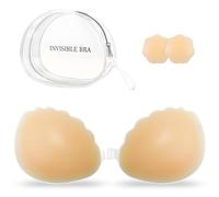 AWXUOCK Reggiseno invisibile senza spalline, riutilizzabile, aderente sulla pelle, adesivo, push-up, per feste, bar, matrimoni, spiaggia, schiena scoperta, da donna, Nude, C