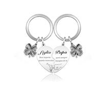 Awyuan 2 pezzi papà figlia cuore abbinato portachiavi set regali per papà festa del papà compleanno regali di Natale da figlia (Papà figlia)