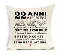 Awyuan 22° Compleanno Copricuscino per adolescenti Amico Figlia Sorella Fratello Fidanzato Cugino Compagni di classe 22° Compleanno Regalo ispiratore
