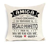 Awyuan Amica Stavo cercando di trovare il regalo perfetto per te ma mi hai già trovato Divertente copricuscino per amica Regalo di compleanno Regalo di Natale Regalo di laurea