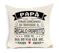 Awyuan Copri Cuscino Divertente per Papà da Figlia Figlio, Regalo di Compleanno, Natale, Festa del Papà, 45 x 45 cm, 1 Pezzo, Lino, Stampato con Testo, Zip, Euro Size, Contemporary, Amore