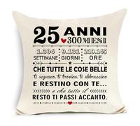 Awyuan Copricuscino 25° compleanno per donne uomini amico sorella fratello compagni di classe collega moglie marito 25° compleanno regalo regalo ispiratore