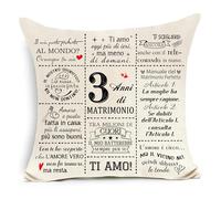 Awyuan Copricuscino regalo di nozze 3 anni Decorazione originale Copricuscino per il terzo anniversario di matrimonio per coppie donne uomini moglie marito mamma papà nonni