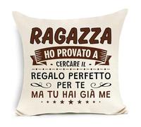 Awyuan Ho provato a cercare il regalo perfetto per te ma tu hai già me Divertente copricuscino per Ragazza Compleanno Laurea Regalo di Natale Regali decorativi Souvenir (Ragazza-a)