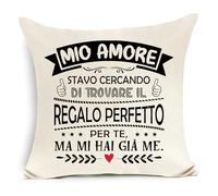 Awyuan Mio amore Stavo cercando di trovare il regalo perfetto per te ma mi hai già preso Copri cuscino divertente per moglie marito Regalo di compleanno Regalo di Natale Regalo di anniversario