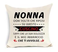 Awyuan Ogni volta che riposi su questo cuscino Regali originali Copri cuscino per la nonna da Nipote Nipote Compleanno Regalo di Natale Regali decorativi Souvenir (Nonna-d)