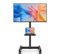 AX WABER Il supporto mobile per TV è compatibile con la maggior parte dei televisori LCD, LED e OLED da 13 a 50 pollici, con 8 livelli di regolazione dell'altezza e ripiano portaoggetti.