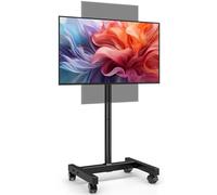 AX WABER Supporto mobile da pavimento per TV LCD LED da 13-50 pollici a schermo piatto/curvo fino a 34,9 kg, altezza regolabile con VESA 200 x 200, supporto portatile per TV con funzione di