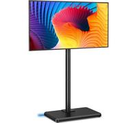 AX WABER Supporto TV da pavimento con staffa per televisori da 26-55 pollici fino a 77 libbre, supporto TV inclinabile e girevole regolabile in altezza con base in legno, nero