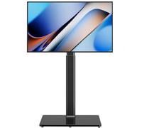 AX WABER Supporto universale per TV da pavimento con supporto girevole a 70 gradi, altezza regolabile a 9 livelli e design salvaspazio per la maggior parte dei televisori LCD, LED OLED da 27 a 65