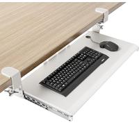 AX WABER Vassoio per tastiera estraibile sotto la scrivania con sistema di montaggio a morsetto a C extra robusto, 27,3 (82,5 cm inclusi morsetti) x 27,3 cm, piattaforma scorrevole per computer per