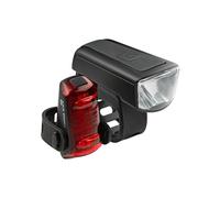 AXA Set di luci per bicicletta Dwn 30 Lux - Ricaricabile USB - 11 ore di durata - Indicatore batteria - Omologato StVZO