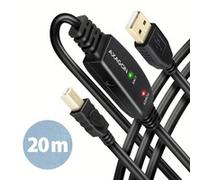 Axagon ADR-220B USB 2.0 A-M - B-M active connecting/repeater cable 20m - Kabel - Digital/Daten cavo USB USB A USB B Nero