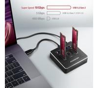 Axagon ADSA-M2C docking station per unitÃ di archiviazione USB 3.2 Gen 2 [3.1 Gen 2] Type-C (AXAGON ADSA-M2C NVMe CLONE DUAL
