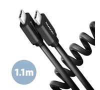 Axagon Data and charging USB 2.0 cable 1.1 m long. PD 60W, 3A. Black twisted. cavo USB 1,1 m USB C Nero