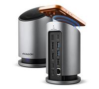 AXAGON HMC-WL9 USB 10Gbps hub s Qi 3x USB-A USB-C HDMI & DP 4k/60Hz RJ-45 GLAN