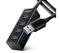 AXAGON HUE-M1AL Mini USB-A-Hub, 4x USB-A 3.2 Gen 1, argento - 1,2m