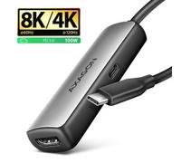 Axagon RVC-HI8KPD, USB-C - HDMI 2.1 redukce / adaptér, 8K/60Hz, 4K/144Hz, HDR10+, PD100W 0,16 m USB tipo-C HDMI + USB Type-C