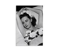 AXAYNIMD Poster decorativo da parete su tela con attrice di film Olivia De Haviland, motivo floreale su tela, poster decorativo moderno per camera da letto, 50 x 75 cm